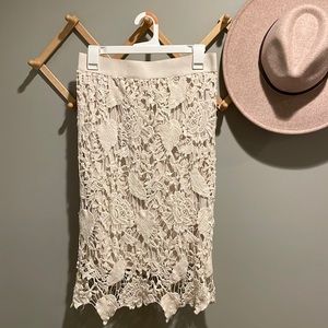 Forever 21 Ivory Crochet Midi Skirt